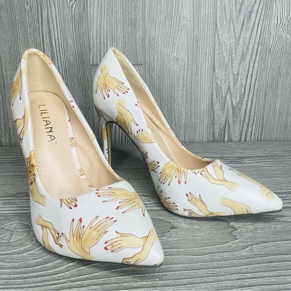 Liliana perilla Multi-color Leatherette Stiletto Heel Pumps shoes size 8 unique - Picture 1 of 13
